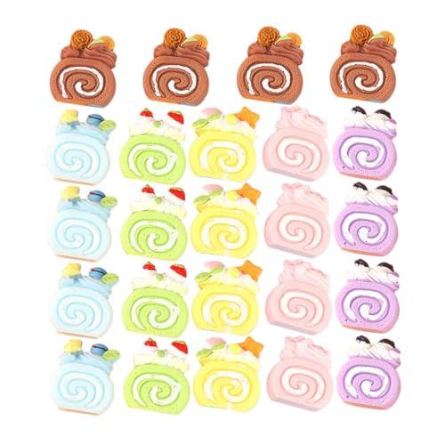 Kisangel 24 Stück Teiliges Miniatur Kuchenmodell Realistische Mini Dessert Deko für Puppenhaus Langlebige Farbe Lebensechte Food Modelle für Kreative Miniatur Küchen Gestaltung von Kisangel