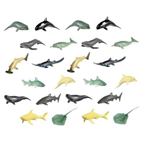 Kisangel 24 Stück Teiliges Realistische Simulation Meerestiere Modelle Tierfiguren für Aquarium Deko Pädagogische Fischbecken Ornamente Vielseitige Miniatur Meeresbewohner Figuren von Kisangel