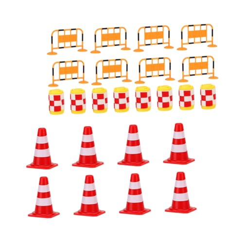Kisangel 24 Stück Teiliges Verkehrsleitkegel aus Robustem mit Farben Realistische Straßenbarrieren und Verkehrsschilder Lernspielzeug für Verkehrsregeln und Rollenspiele im Freien von Kisangel