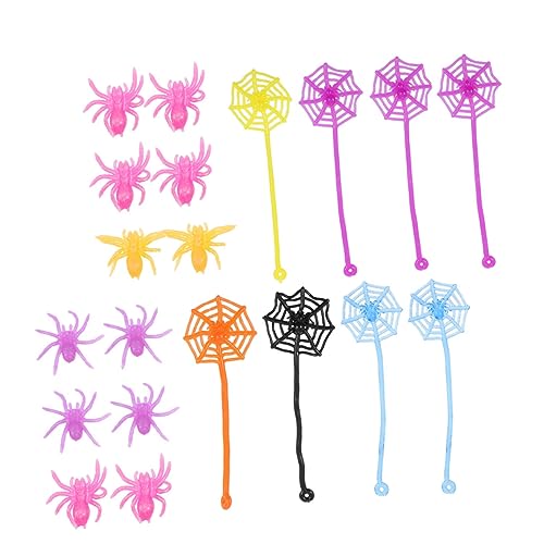 Kisangel 24Stücke Halloween Spinnen Spielzeuge Klebrige Elastische Deko für Partys Streiche und Geburtstagsgeschenke Spinnen und Designs von Kisangel