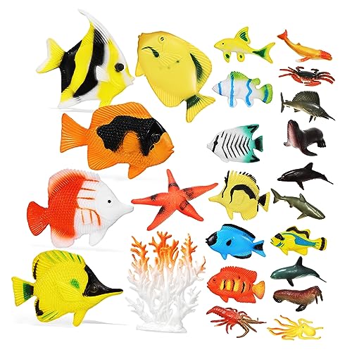 Kisangel 24Stücke Realistische Meerestiere Figuren Pädagogische Fischmodelle Aus Unterwasserwelt Dekoration Für Lernspielzeug Für Kreative Bastelprojekte von Kisangel