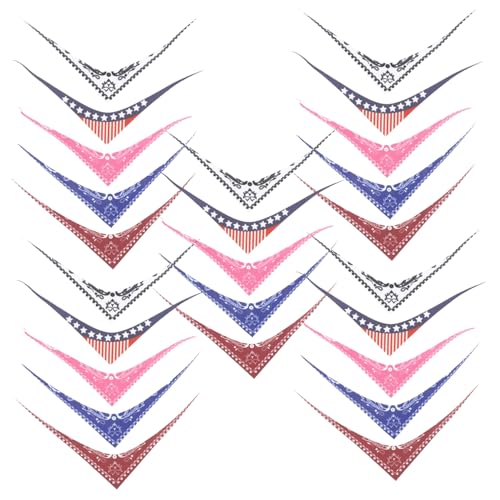 Kisangel 25 Stück Teiliges Mini Dreieckige Puppenschals aus Weiche Wiederverwendbare Accessoires in Weiß Blau Rot und Muster für Kleine Plüschtiere und Dekoration von Kisangel
