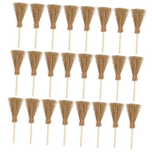 Kisangel 25 Stück Teiliges Mini Puppenhaus Besen aus Hochwertigem Holz Realistische Miniaturbesen für Puppenmöbel Dekoration Dollhouse Accessories für Wohnzimmer Schlafzimmer Spielzimmer von Kisangel