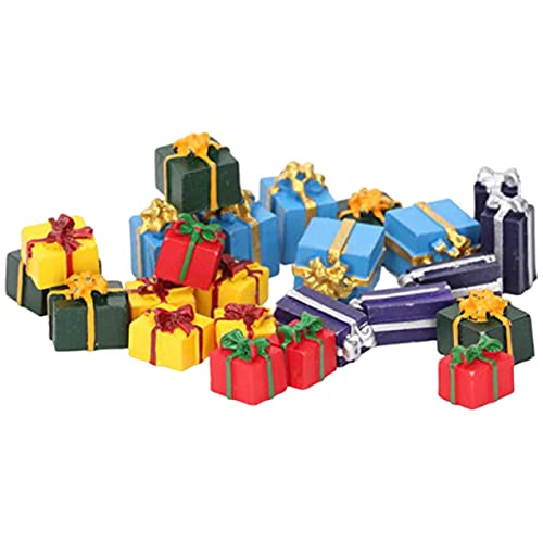 Kisangel 25 Stücke Mini Weihnachten Ornamente Mini Weihnachten Boxen Dekorative Miniatur Tragen-beständig Decor Tischplatte Zubehör von Kisangel