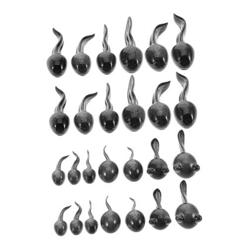 Kisangel 26 Stück Micro Landscape Kaulquenze Terrarium zubehör teich Dekoration Miniatur-Landschaftsdekoration kleine Tierfiguren Aquarienschmuck Terrarienfiguren Harz Black von Kisangel