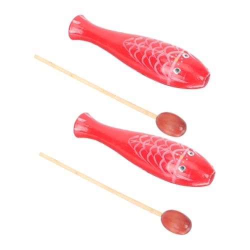 Kisangel 2Paare Holzfisch Schlaginstrument Traditionelle Handwerkskunst Musikalisches Unterrichtsinstrument Für Rote Holzfische Für Kreative Musikstunden von Kisangel