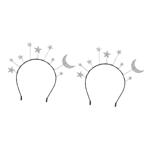 Kisangel 2Stücke Glitzernde Haarreifen Stern Und Mondform Funkelnder Kopfschmuck Für Partys Festivals Und Besondere Anlässe Accessoire von Kisangel