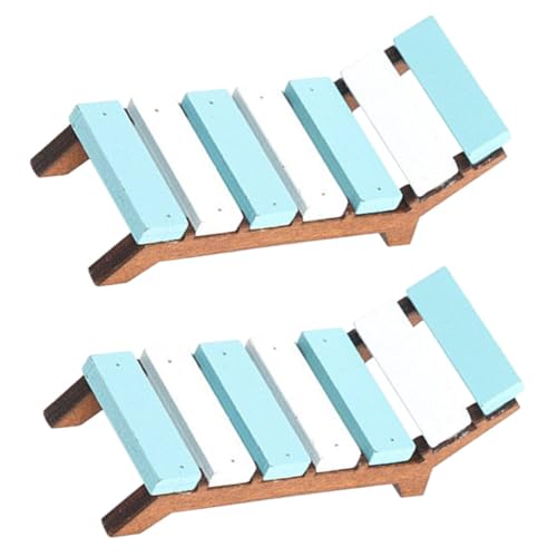Kisangel 2Stücke Holz Stuhl Für Puppenhaus Dekorative Möbel Im Blauen Und Weißen Design Für Hausornamente Und Realistische Szenen von Kisangel