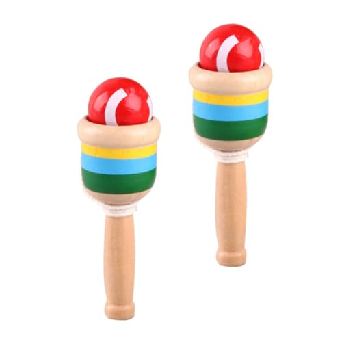 Kisangel 2Stücke Holzspielzeug zur Hand Augen Koordination Kreatives Kendama Cup für Fördert Konzentration und Motorische Fähigkeiten Zufällige Farben von Kisangel