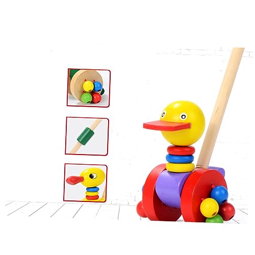 Kisangel 2Stücke Lauflernhilfe Holz Spielzeugwagen Für Abnehmbarer Trolley Hühnerdesign Für Frühe Lernen Motorischen Fähigkeiten von Kisangel