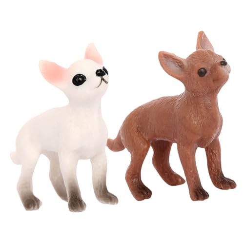 Kisangel 2Stücke Mini Chihuahua Hundefiguren Realistische Hundemodelle Für Kreative Dekoration Langlebige Spielzeugfiguren Für Ornamente Für Geburtstagsfeiern von Kisangel