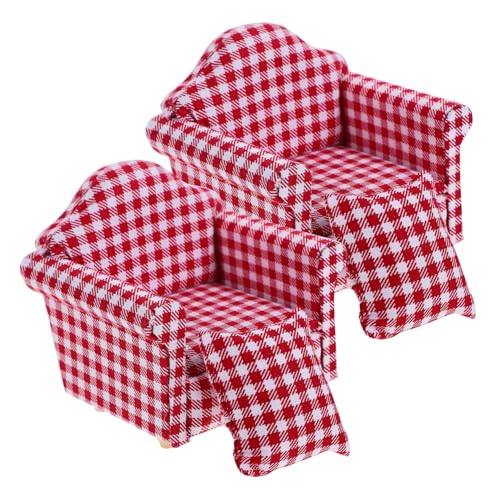 Kisangel 2Stücke Mini Puppenhaus Couch Kariertes Einzelsofa Aus Holz Puppenmöbel Für Kreative Wohnzimmerszenen Für Puppenhausliebhaber Kisangel 2Stücke Mini Puppenhaus Couch Kariertes Einzelsofa Aus Holz Puppenmöbel Für Kreative Wohnzimmerszenen Für Puppenhausliebhaber von Kisangel