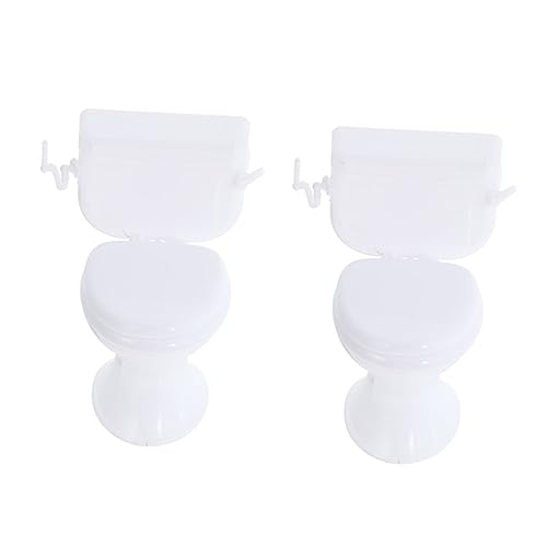 Kisangel 2Stücke Mini Toiletten Dekoration Für Puppenhaus Weißes Puppenmöbel Zubehör Für Kreative Spielwelten Perfektes Für Kleine von Kisangel
