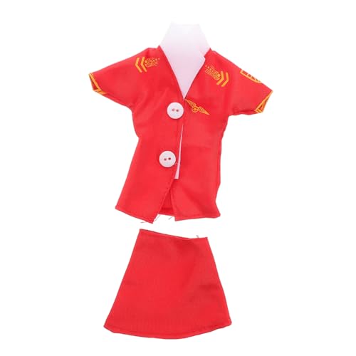 Kisangel 2er Set Puppen Kostüme Flugbegleiterin Flugzeugkostüm Puppenkostüm Für Stewardess-zubehör Stewardess-Cosplay-kostüm Flugbegleiter Verkleiden Sich Stewardess-kostüm Stoff Rot von Kisangel