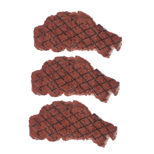 Kisangel 3 STÜCKE Realistisches Teiliges Fake Steak Modell aus Kunststoff Detailgetreue Küchen und Restaurantdekoration Langlebiges Künstliches Fleisch mit Lebensechter Textur Sicheres von Kisangel
