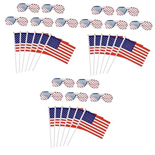 Kisangel 3 Sätze Flag-brille Hand Amerikanische Flagge Americana-dekor Flagge Mini Mini-flagge Der Vereinigten Staaten Amerikanische Flaggenstange Us Flagge Stoff Rot Kleine Fahne Bilden von Kisangel