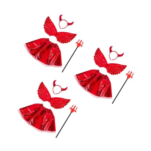 Kisangel 3 Sätze Halloween Teufel Kostüm für Teiliges Cosplay Zubehör mit Roten Netzrock Teufelshörner Haarreif Einhornflügel und Herzstab für Party Karneval und Festtagsverkleidung Kisangel 3 Sätze Halloween Teufel Kostüm für Teiliges Cosplay Zubehör mit Roten Netzrock Teufelshörner Haarreif Einhornflügel und Herzstab für Party Karneval und Festtagsverkleidung von Kisangel