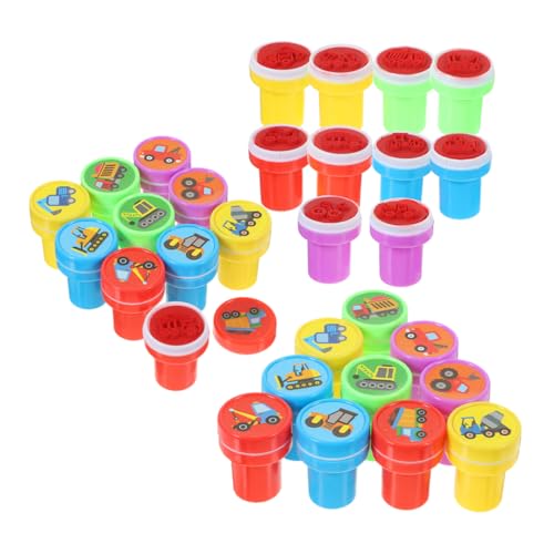 Kisangel 3 Sätze Technische Autosiegelspielzeug kinderspiel kinderparty Kinderstempel LKW Transport-Partygeschenke Autos Partygeschenke Zug Dekoration Plastik von Kisangel