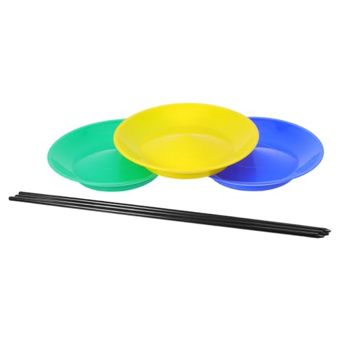 Kisangel 3 Satz Teiliges Jonglier-Set mit Rotierenden Plastikscheiben und Handstäben Trainingsspielzeug für Hand-Auge-koordination Professionelle Bühnenrequisiten für Zirkus von Kisangel