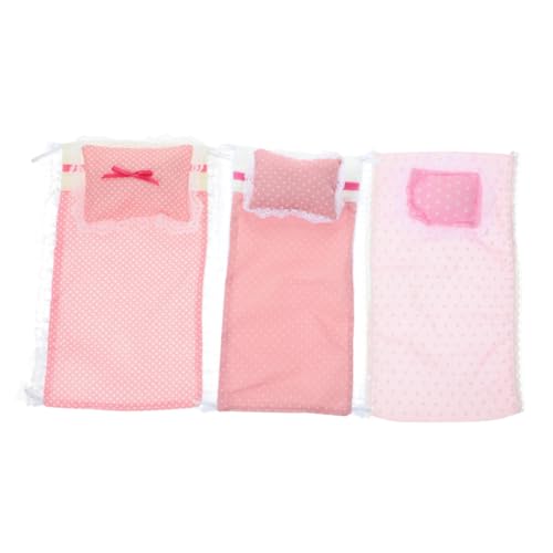 Kisangel Miniatur-bettwäscheset Für Puppenhäuser 3 Sets Puppenbettwäsche-zubehör Bettlaken Kissen Und Kissenbezug Für Puppenhausmöbel von Kisangel