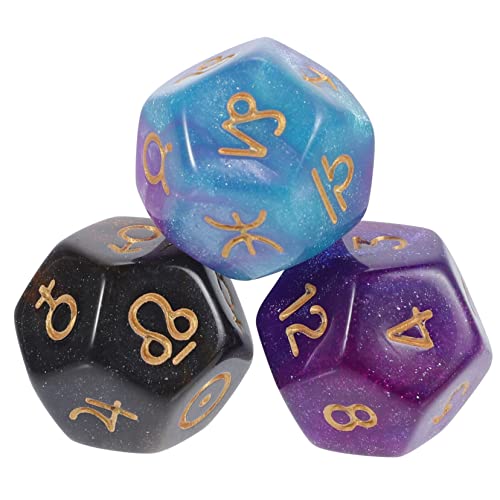 Kisangel 3 Stck. Polyhedral Spielwürfel Seitige für Brettspiele Acryl Dice mit Design für Familienaktivitäten und Partys von Kisangel