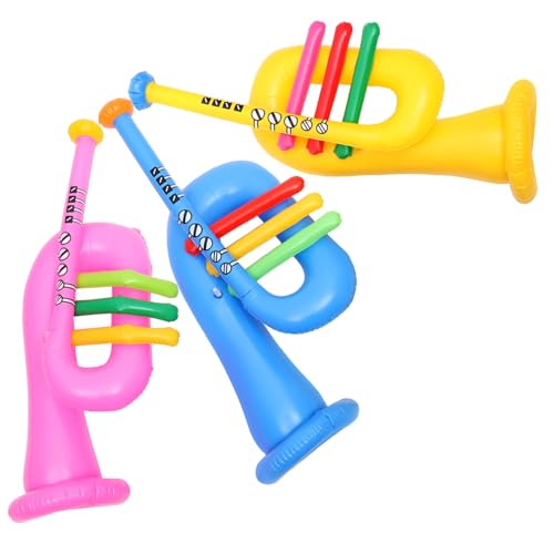 Kisangel 3 Stück Aufblasbare PVC Musikinstrumente Party Requisiten Wiederverwendbare Trompeten Horn für Musikfans Geburtstag Bühnenfest Zufällige Farbe von Kisangel