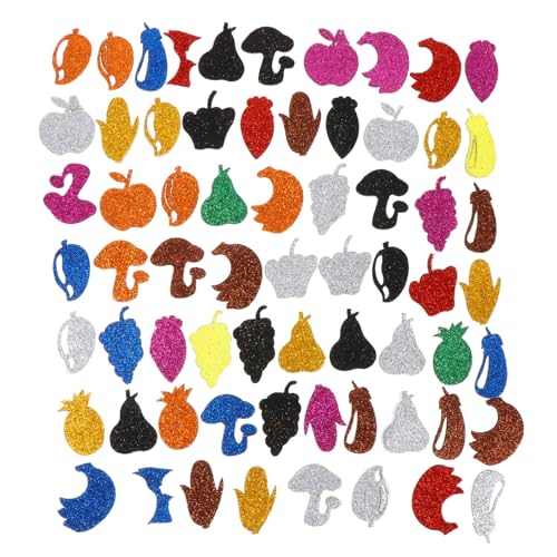 Kisangel 3 Stück Dekorative Fotorahmenaufkleber Gemüse-Obst-Aufkleber glitzernde Aufkleber DIY liefert DIY handgemachter Aufkleber Glitzer-Aufkleber Scrapbooking dekorative Abziehbilder Eva von Kisangel
