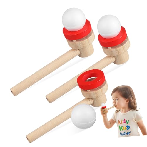 Kisangel 3 Stück Holz Blasballspielzeug für Pädagogisches Outdoor Eltern Junge Mädchen Beziehung Geeignet für Garten und Freizeitaktivitäten von Kisangel