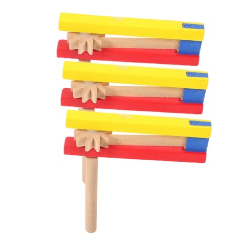 Kisangel 3 Stück Holz Kastagnetten für Teiliges Percussion Instrument mit Langem Griff Fördert Hand Augen Koordination und Intelligenzentwicklung Robustes und Langlebiges aus Holz für von Kisangel