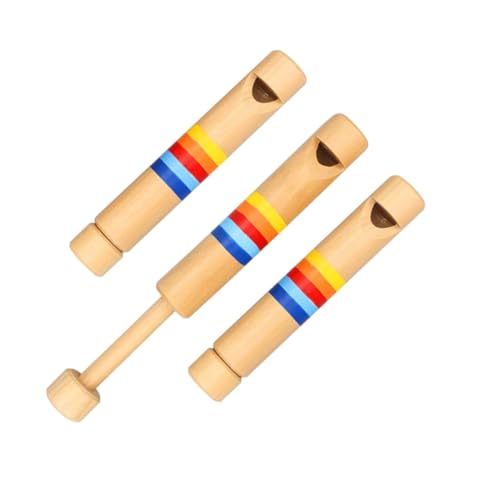 Kisangel 3 Stück Holzflöte Kinderspielzeug Teiliges Musikinstrument aus Hochwertigem Holz Sicher und Langlebig Kreative Ziehflöte für Musikalische Früherziehung Ab Jahren von Kisangel
