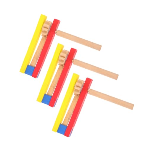 Kisangel 3 Stück Langstielige Holz Kastagnetten für Handbetriebenes Percussion Instrument Sicheres Kleines Musikspielzeug Pädagogisch für Frühes Lernen und Musikalische von Kisangel