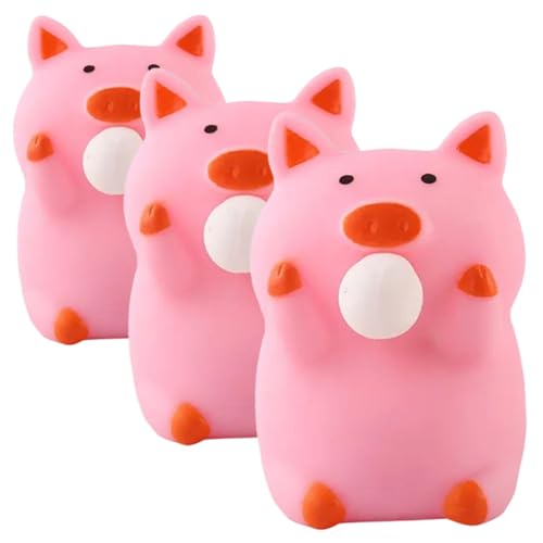 Kisangel 3 Stück Lustige Schweinchen Stressbälle Weiches Dehnbares Quietschspielzeug Anti Stress für Erwachsene und Party Geschenkspielzeug von Kisangel