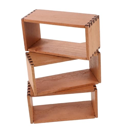 Kisangel 3 Stück Mikrospeicherschrank Miniaturbuch -Anzeigeschrank Bücherregal Puppenhaus Miniatur-Puppenhausschrank Miniaturbuchregal für Puppen Puppenhausminiaturen hölzern Beige von Kisangel