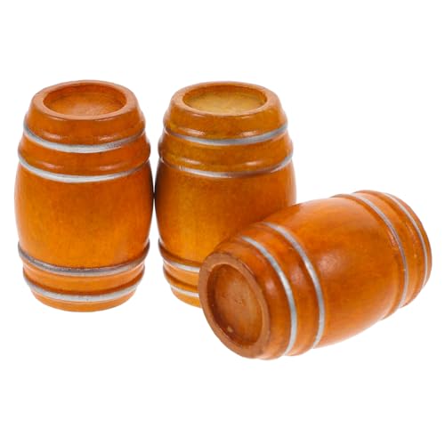 Kisangel 3 Stück Miniatur Holzfass Teilig Detailreiches Puppenhaus Weinfass Modell Handgefertigtes Mini Bar Zubehör für Miniaturhäuser Dekoratives Sammlerstück mit Glatter Oberfläche von Kisangel