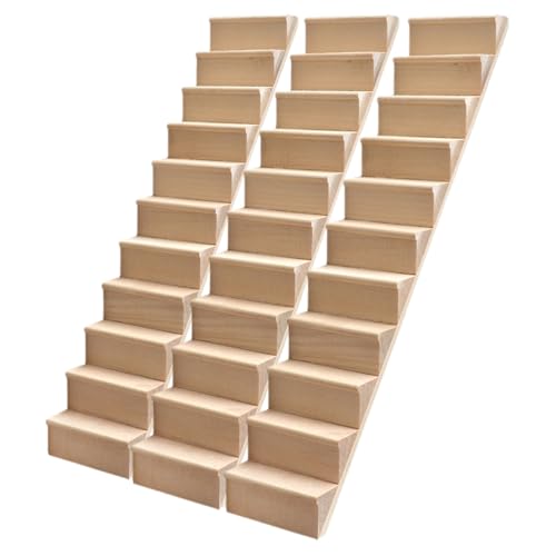 Kisangel 3 Stück Miniatur-Holztreppe: 1:12 Holzwangenstufen Modell DIY Treppenzubehör für Puppenhausmöbel Mikro-Landschaftsdekorationen von Kisangel