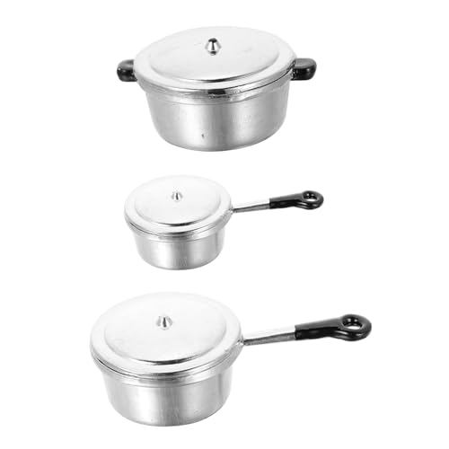Kisangel 3 Stück Miniatur-Küchengeschirr für kinderspielzeug spielsachen für Kid Toys Mini- Minipfanne Miniaturtöpfe Mini- - Legierung Silver von Kisangel