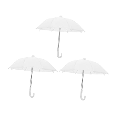 Kisangel 3 Stück Miniatur Puppen Regenschirm Weiß Miniaturschirm für Puppenhaus Deko Mini Regenschirm Accessoire für Mädchen von Kisangel