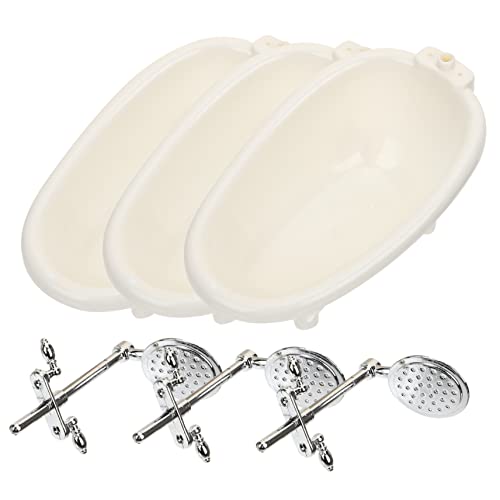Kisangel 3 Stück Puppe Puppe Auch Mini-hausbadewanne Mini-badewannenmodell Puppenhausbadewanne Miniatur-puppenhauszubehör Mini-möbelmodell Zubehör Für Puppenhäuser Mini Möbel Plastik Weiß von Kisangel