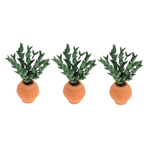 Kisangel 3 Stück Puppenhausdekoration Mini Bonsai Sukkulent Miniatur-puppenhauszubehör Mikro-Bonsai-Ornament Micro Landschaft Blumentöpfe Ton Grün von Kisangel