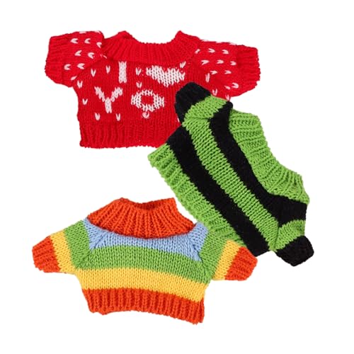 Kisangel 3 Stück Puppenzubehör Süße Plüschtiere Zubehör für Babypuppen Bären Karikatur Kuscheltier tragen Sachen Wiederverwendbares Puppenkostüm dekoratives Puppendekor Garn von Kisangel