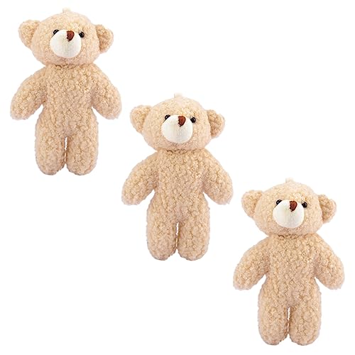 Kisangel 3 Stück Schlüsselanhänger Kuscheltiere Anhänger Bärenpuppen-anhänger Kleine Bärenpuppe Schlüsselkettenanhänger Kinderpuppentasche Bär Gefüllte Puppe Plüsch Beige von Kisangel