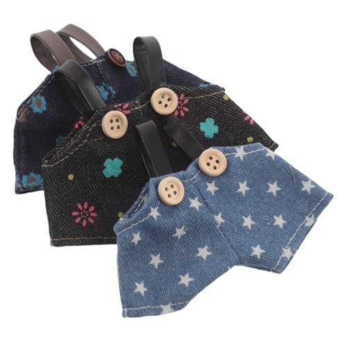 Kisangel 3 Stück Teiliges Doll Overalls aus Weichem Baumwollstoff Niedliche Gestreifte und Denim-inspirierte Puppenhosen für Kuscheltiere Einfache Handhabung Kindgerechte Plüschbär-Outfits von Kisangel