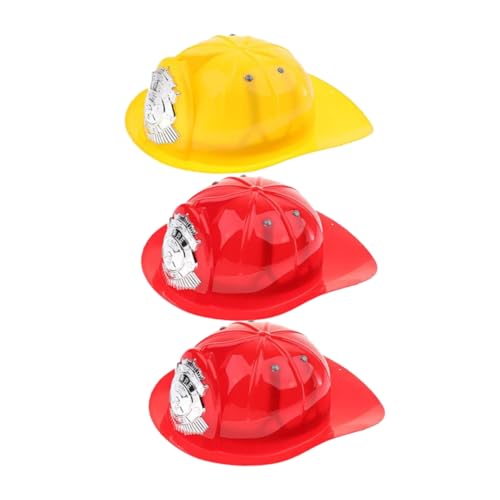 Kisangel 3 Stück Teiliges Feuerwehrhelm Sicherer Kunststoff feuerwehrmann helm in Rot und Gelb Authentisches Kostümzubehör für Jungen und Mädchen für Halloween Rollenspiele und von Kisangel