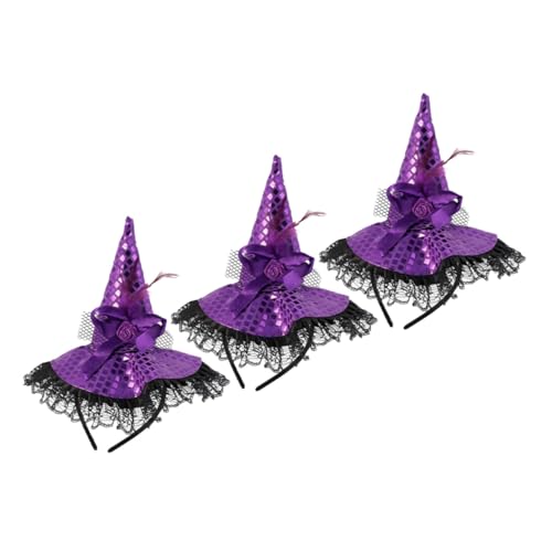 Kisangel 3 Stück Teiliges Halloween Hexenhut Haarreif mit Zarter Spitzenverzierung Leichtes und Komfortables Hexenkostüm Haar-accessoire für Damen für Party und Cosplay von Kisangel
