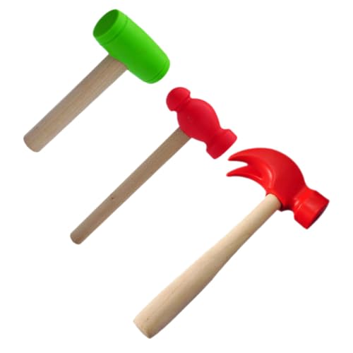 Kisangel 3 Stück Teiliges Hammer aus Holz und Kleine Bunte Kinderhämmer mit Glattem Griff Robustes Motorikspielzeug Geschicklichkeit und Hand Augen Koordination für Junge Mädchen und von Kisangel