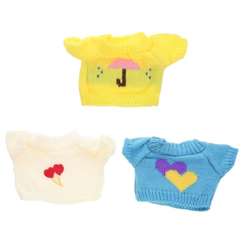 Kisangel 3 Stück Teiliges Kleine Plüschbär Puppenbekleidung Austauschbare Weiche Strickpullover für Kuscheltiere DIY Sammler Zubehör von Kisangel