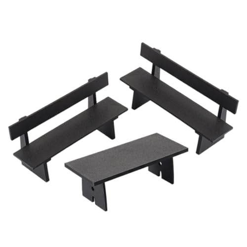 Kisangel 3 Stück Teiliges Miniatur Gartenstuhl Set aus Langlebigem Material Kompakter Puppenhaus Sitzbank und Tisch Stilvolle Mini-möbel für Kleine Räume Vielseitig für Dollhouse und Fairy von Kisangel