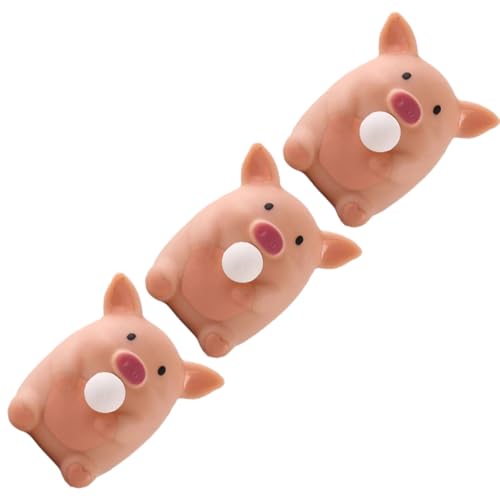 Kisangel 3 Stück Teiliges Stressschwein Lustiges Dehnbares Quietschspielzeug Süßes Cartoon Schwein Squeezespielzeug für Stressabbau und Partyspaß Hautfarben von Kisangel