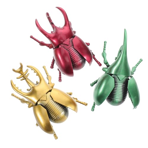 Kisangel 3 Stück Wind Up Realistische Kleine Insektenmodelle in Gold Grün Rot Batteriefreie Mechanische Insektenfiguren für Geeignet für Aprilscherz und Halloween von Kisangel