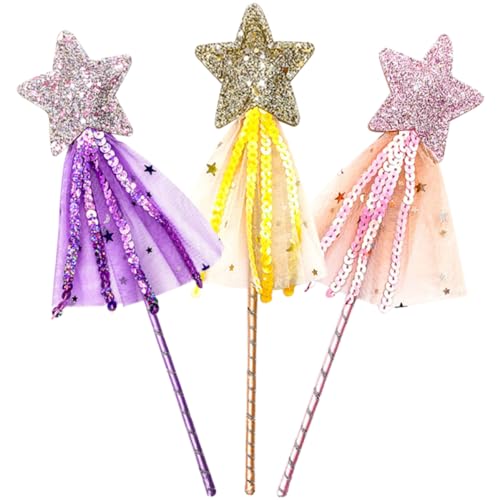 Kisangel 3 Stück Zauberstab Für Kinderspielzeug -Fee-Sticks- Glitzer -Zauberstab Kinderstab Zauberstäbe glänzendes Feenrutenspielzeug Feenstöcke von Kisangel